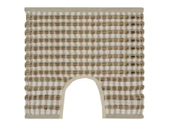 Discount Alfombra de baño tejida a mano de yute y tela natural y blanca ES383023 Marru00f3n