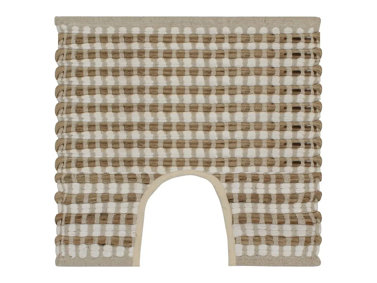 Discount Alfombra de baño tejida a mano de yute y tela natural y blanca ES383023 Marru00f3n