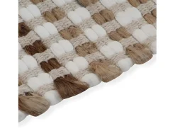 Discount Alfombra de baño tejida a mano de yute y tela natural y blanca ES383023 Marru00f3n