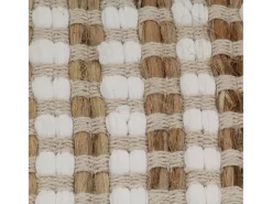 Discount Alfombra de baño tejida a mano de yute y tela natural y blanca ES383023 Marru00f3n