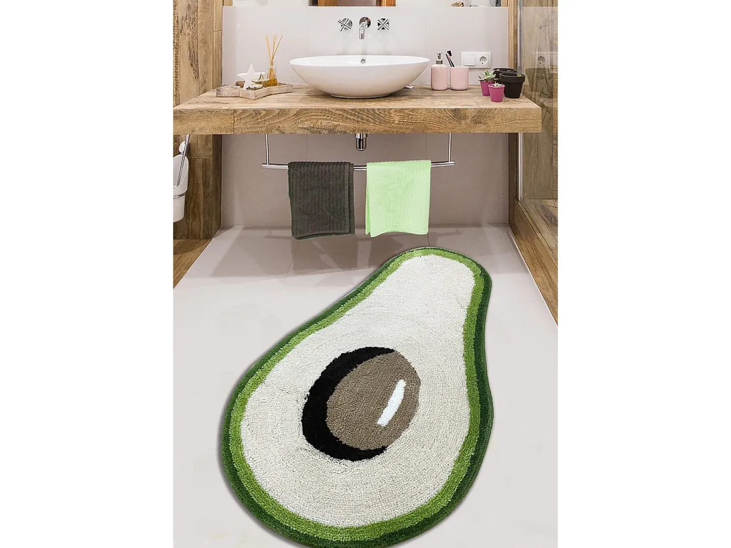 New Alfombra de baño Zavoka negro verde blanco Multicolor