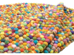Hot Alfombra de bolas de fieltro hecha a mano 120x120 cm Colorido Felty 2.2 Multicolor
