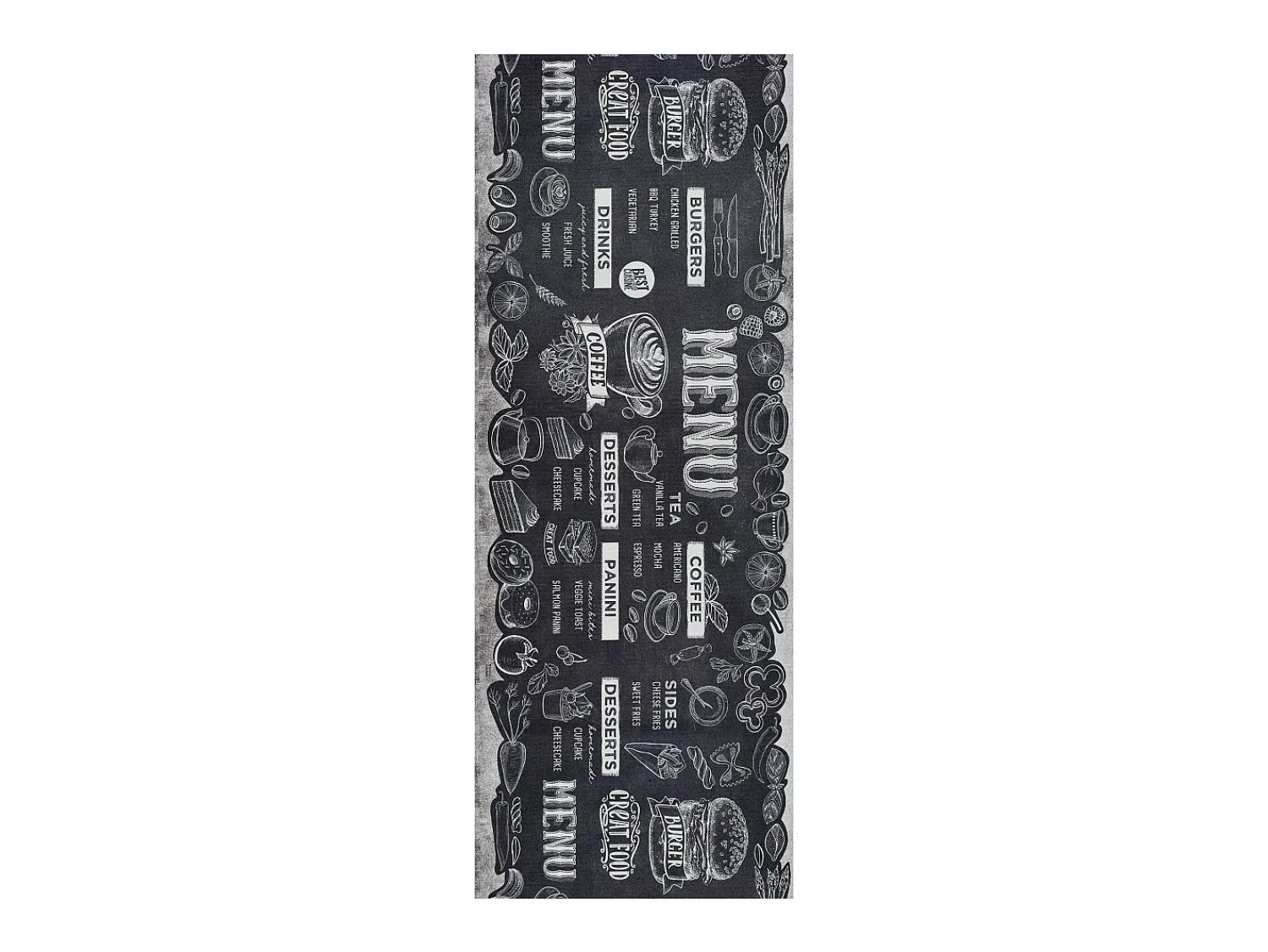 Sale Alfombra de cocina - Diseño de menús - - 52 x 100 cm - RICCI Negro