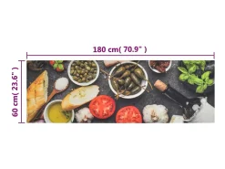 Outlet Alfombra de cocina lavable terciopelo dibujo vino cena 60x180cm ES749914 Multicolor