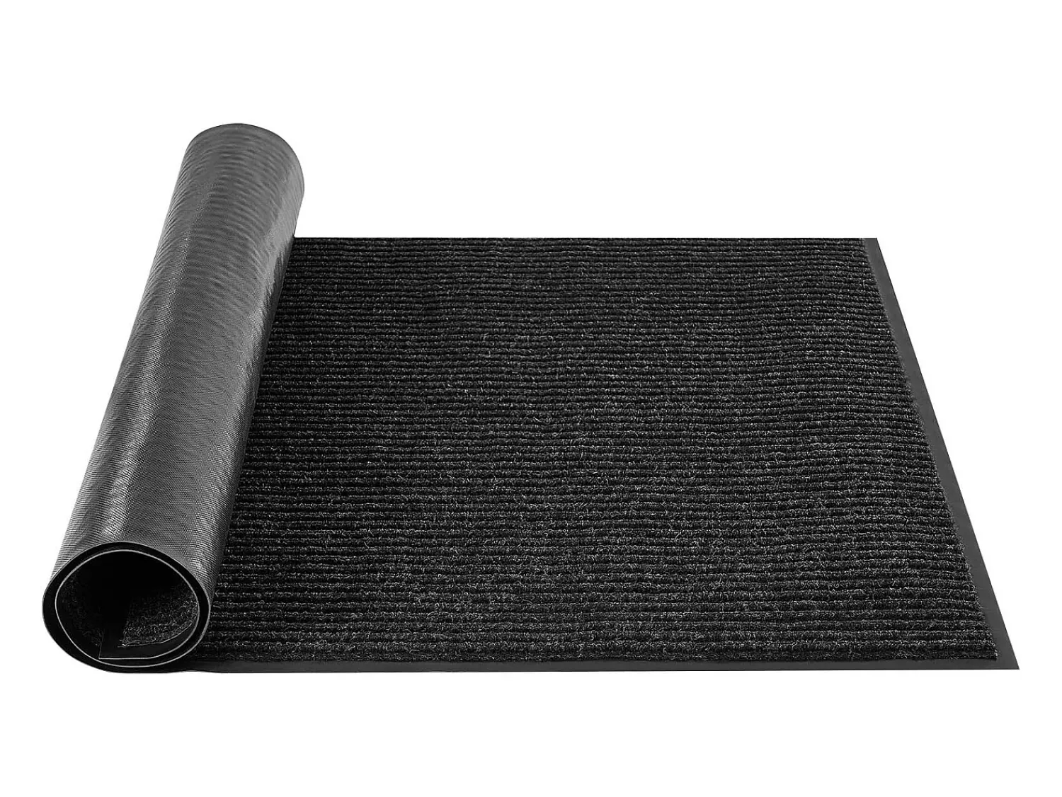 Felpudo^Alfombra de Entrada SucceBuy, 183 x 122 cm, Felpudo Exterior Interior Elegante Rayado, con Reverso Antideslizante PVC, Resistente Lavable, Atrapa Polvo, Gris Negro