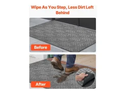 Felpudo^Alfombra de Entrada SucceBuy, 156x91,4 cm, Felpudo Exterior Interior Moderno Elegante, con Reverso Antideslizante TPE, Resistente Lavable, Atrapa Polvo, Gris Negro
