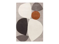 Alfombra De Salón^Alfombra de estilo medio siglo, hecha a mano 100% lana - 200x290cm - gris, crema, naranja - Reef Mid Century Plateado