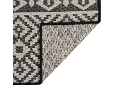 Outlet Alfombra de exterior de tejido plano 140x200 cm Rayas negras Negro