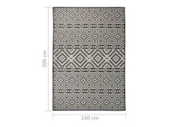 Outlet Alfombra de exterior de tejido plano 140x200 cm Rayas negras Negro