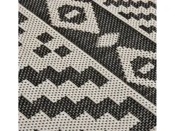 Outlet Alfombra de exterior de tejido plano 140x200 cm Rayas negras Negro