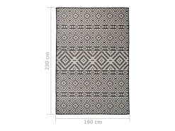 Alfombra De Cocina^Alfombra de exterior de tejido plano 160x230 cm Rayas negras Negro