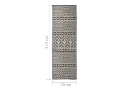 Outlet Alfombra de exterior de tejido plano 80x250 cm Rayas negras Negro