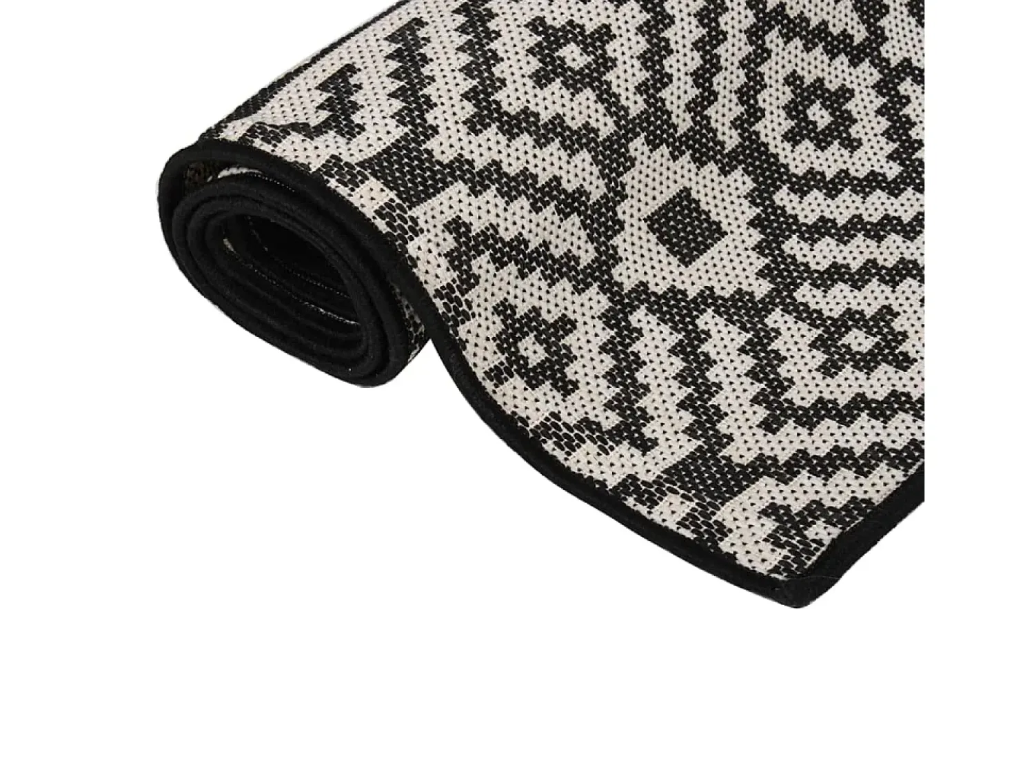 Outlet Alfombra de exterior de tejido plano 80x250 cm Rayas negras Negro
