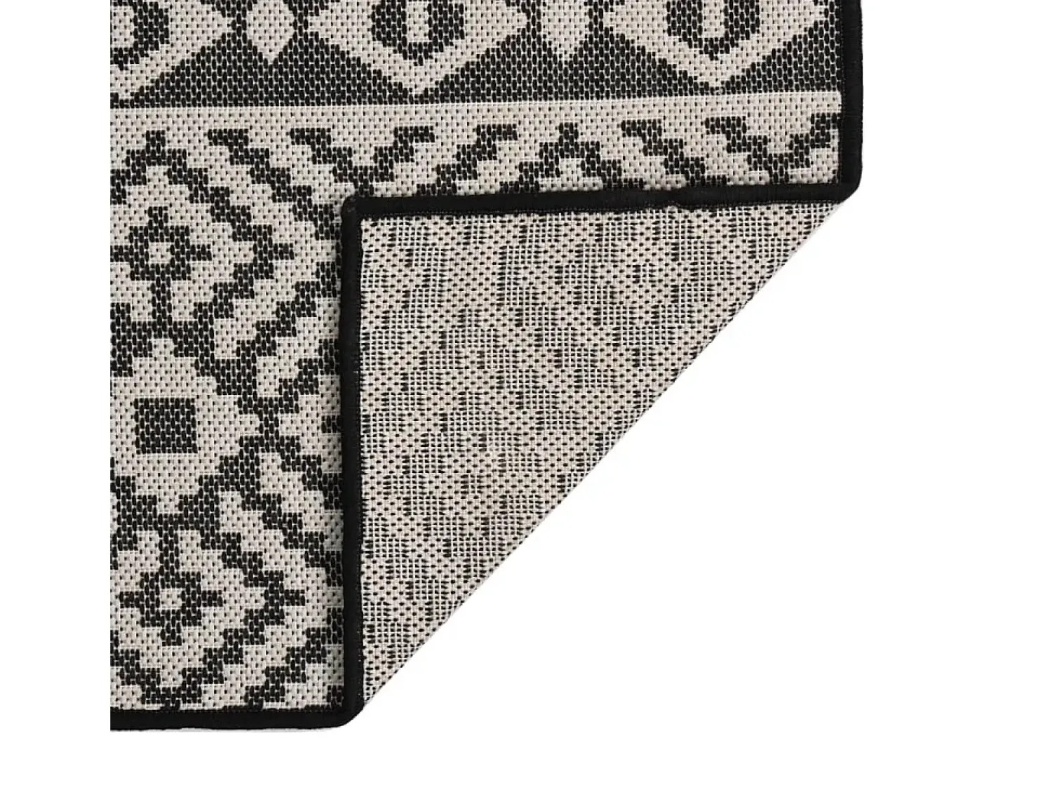 Outlet Alfombra de exterior de tejido plano 80x250 cm Rayas negras Negro