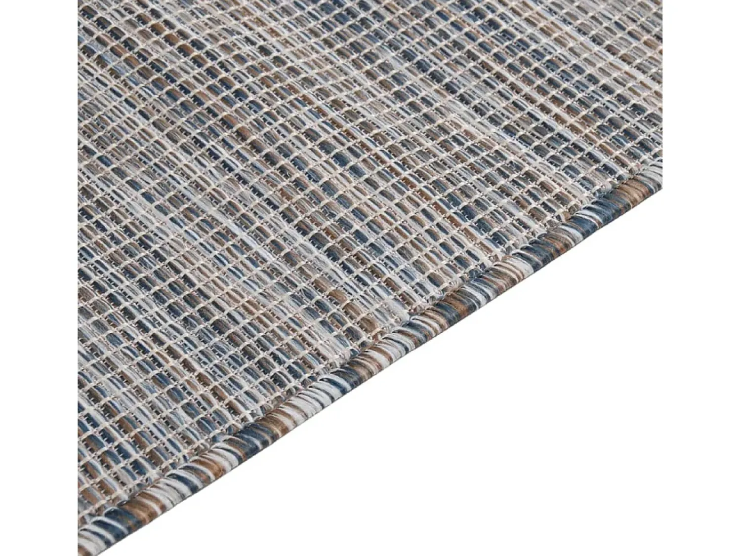 Alfombra de exterior de tejido plano 200x280 cm Marrón y azul Negro