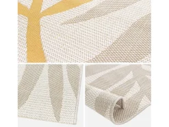 Alfombra de interior/exterior, estampado beige y mostaza, poliéster