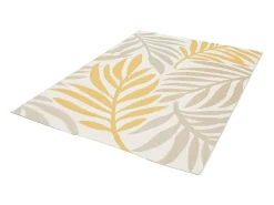 Alfombra de interior/exterior, estampado beige y mostaza, poliéster