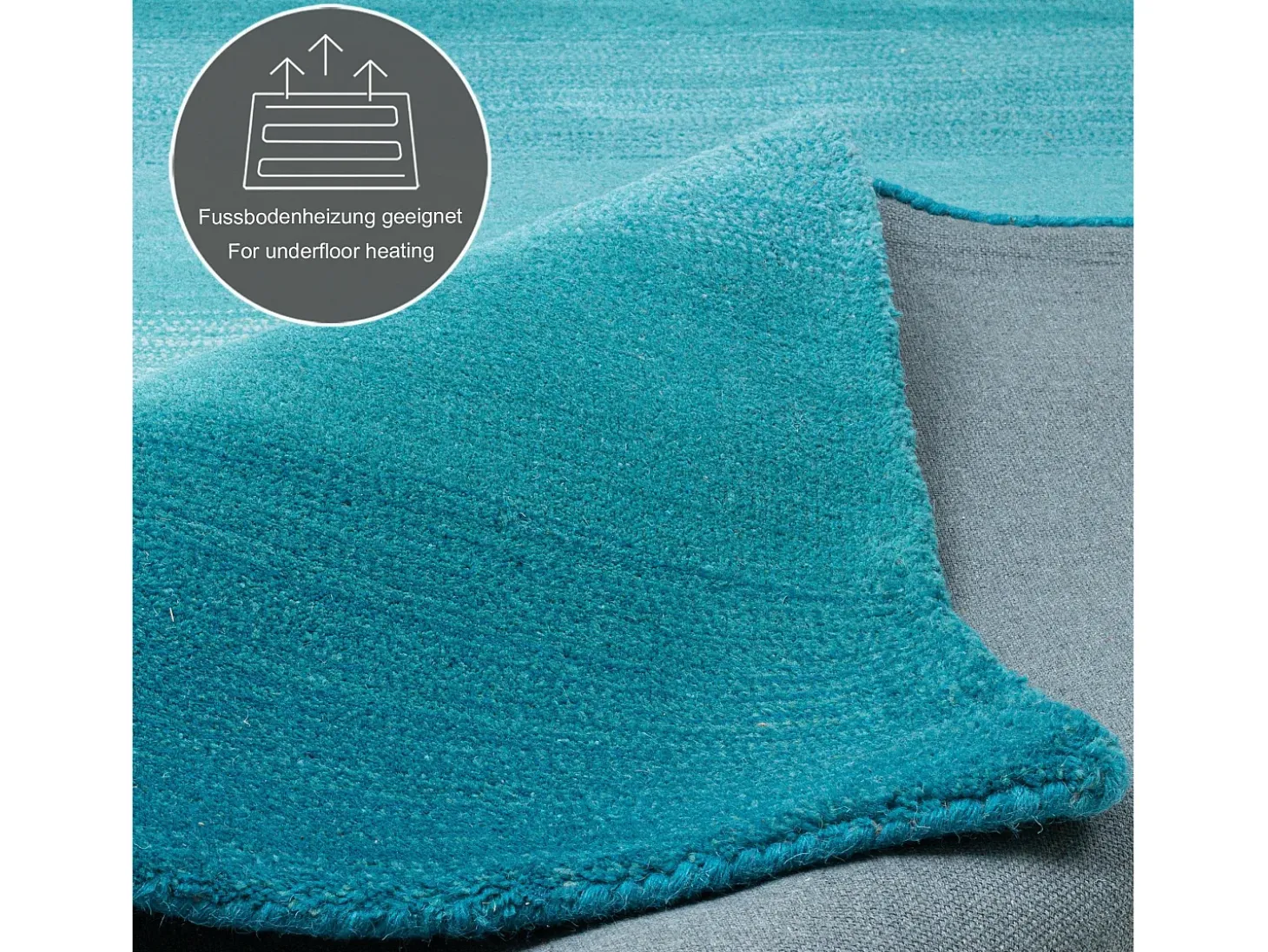Alfombra de lana con degradado de color 70x140 cm Turquesa Wool Comfort