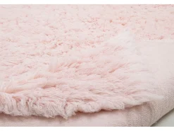 Alfombra de lana natural tejida a mano 80x160 cm Rosa Fluffy