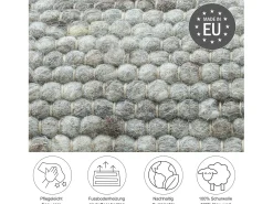 Alfombra de lana reversible tejida a mano 40x60 cm Gris natural Alpen