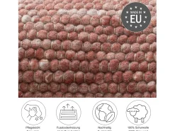 Alfombra de lana reversible tejida a mano 120x180 cm Alpen Rojo