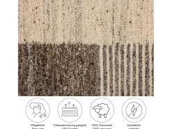 Alfombra de lana tejida a mano y enrollable 90x160 cm Beige multi Ehrwald
