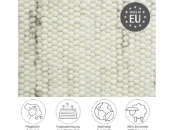 Alfombra de lana tejida a mano reversible 160x230 cm Gris natural Alm-Glück