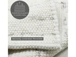 Alfombra de lana tejida a mano reversible 160x230 cm Gris natural Alm-Glück