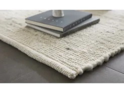Alfombra de lana tejida a mano reversible 160x230 cm Gris natural Alm-Glück