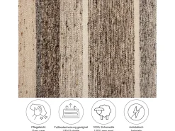 Alfombra de lana tejida a mano y enrollable 140x200 cm Beige multi Ehrwald