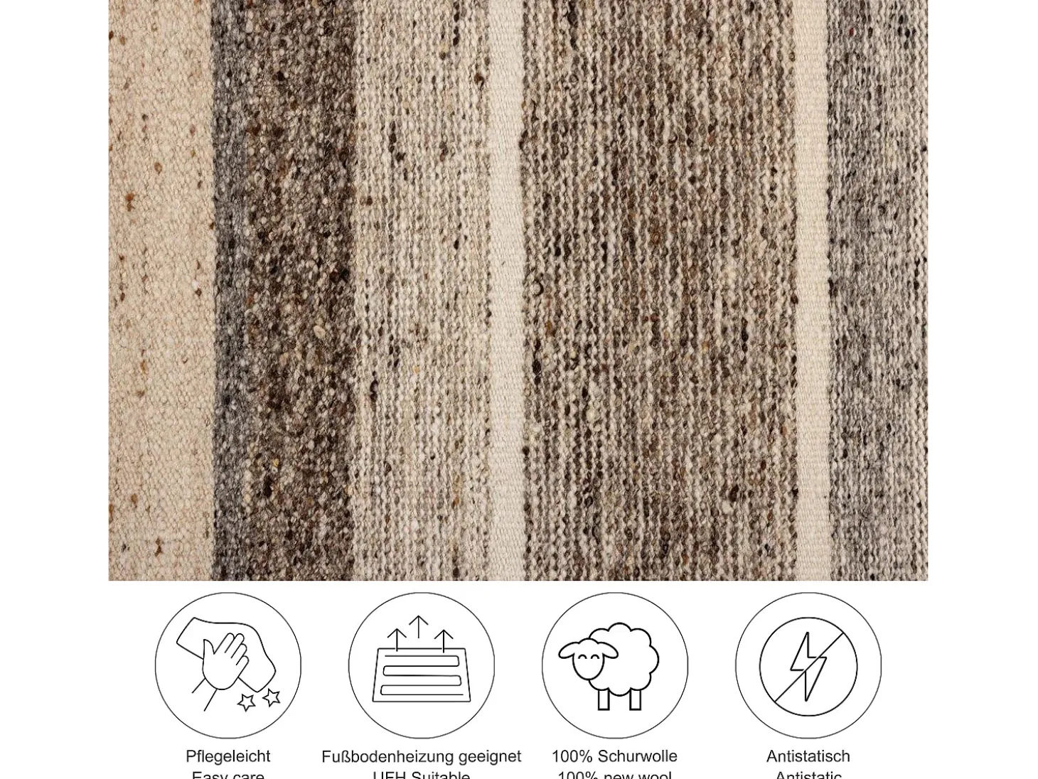Alfombra de lana tejida a mano y enrollable 140x200 cm Beige multi Ehrwald