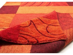 Alfombra de lana tejida a mano en estilo patchwork 190x250 cm Rojo Domas