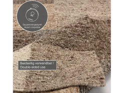 Alfombra de lana tejida a mano y enrollable 90x160 cm Beige multi Ehrwald