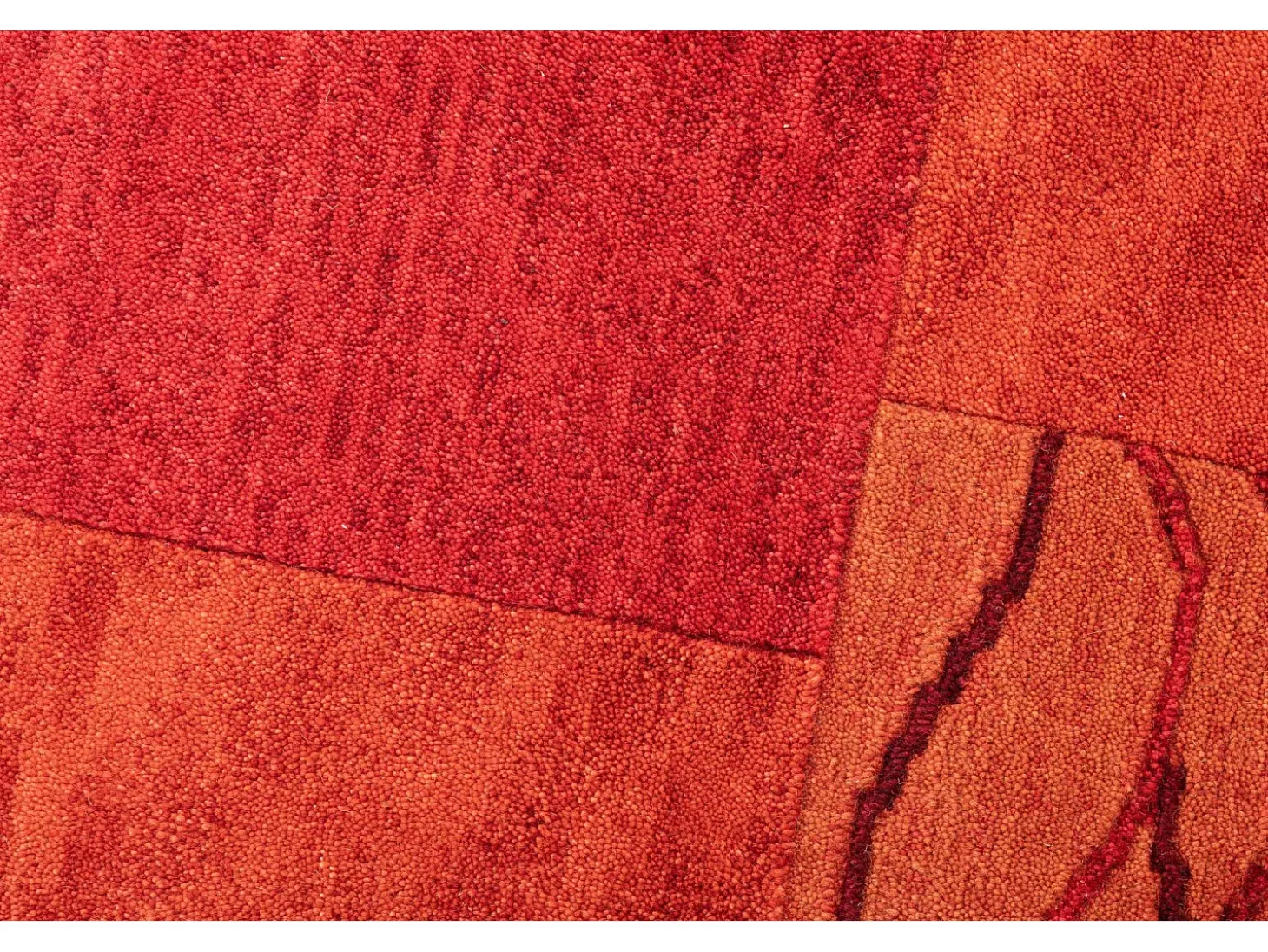 Alfombra de lana tejida a mano en estilo patchwork 60x90 cm Rojo Domas