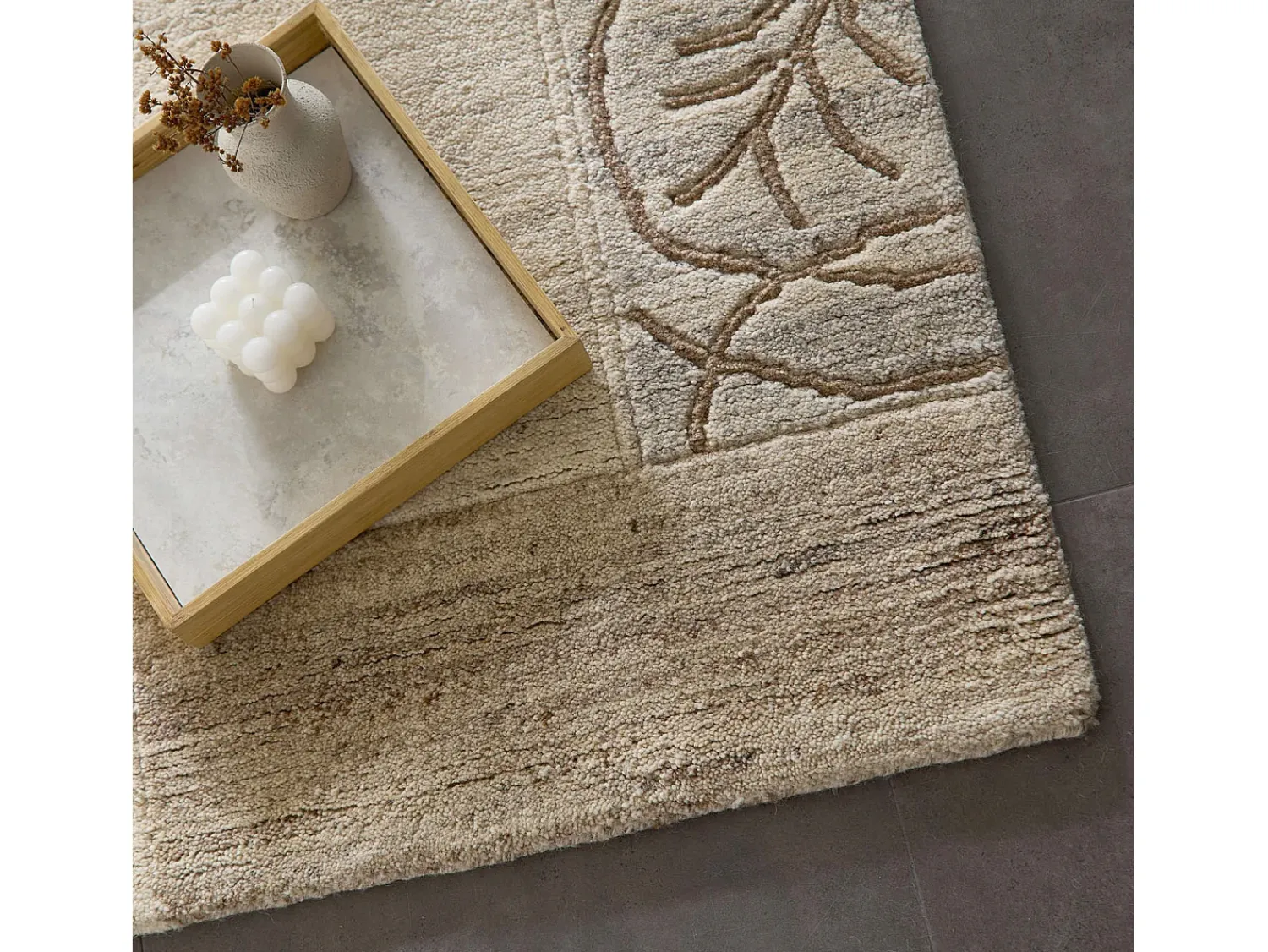 Alfombra de lana tejida a mano 250x350 cm Gris natural Nakarta Beige