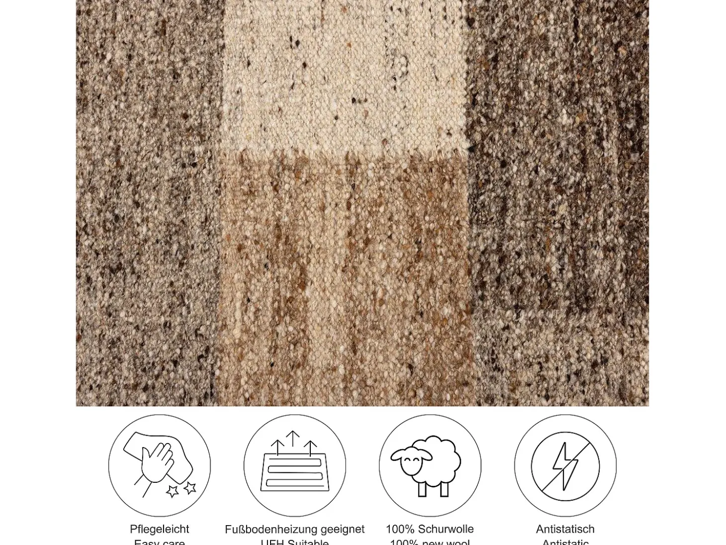 Alfombra de lana tejida a mano y enrollable 250x350 cm Beige multi Ehrwald