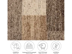 Alfombra de lana tejida a mano y enrollable 120x180 cm Beige multi Ehrwald