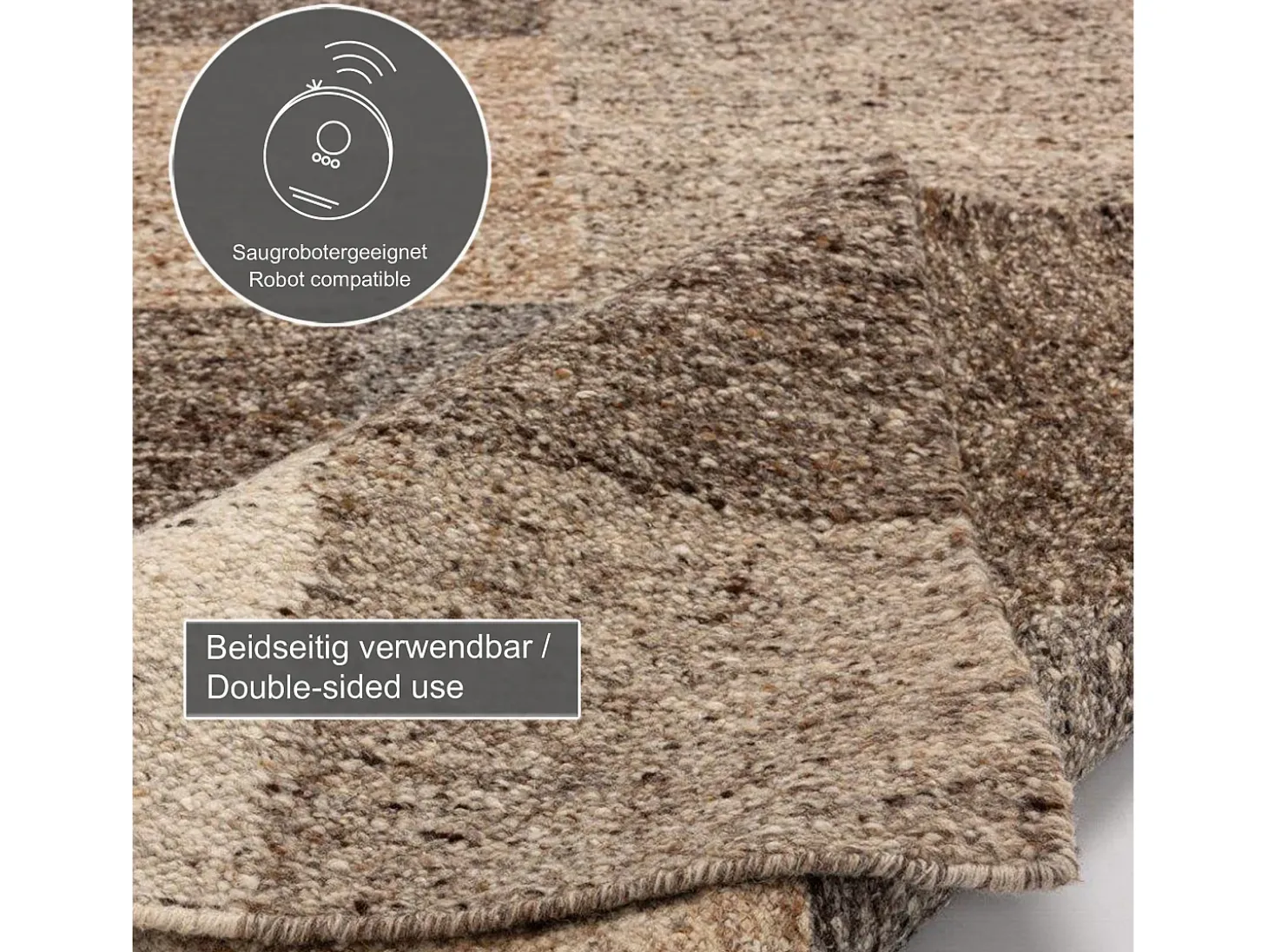 Alfombra de lana tejida a mano y enrollable 120x180 cm Beige multi Ehrwald