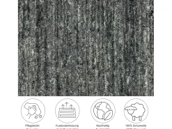 Alfombra de lana UNI tejida a mano 190x190 cm Antracita Pure