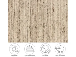 Alfombra de lana UNI tejida a mano 190x190 cm Beige natural Pure