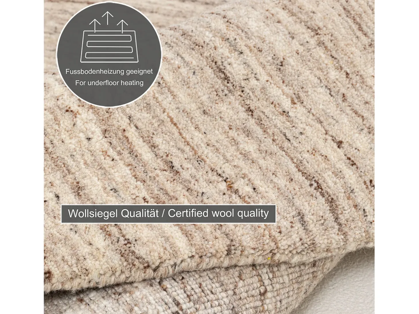 Alfombra de lana UNI tejida a mano 190x190 cm Beige natural Pure