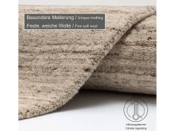 Alfombra de lana UNI tejida a mano 190x190 cm Beige natural Pure