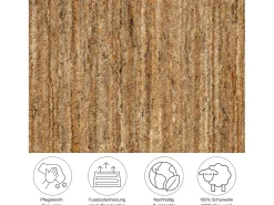 Outlet Alfombra de lana UNI tejida a mano 190x190 cm Ocre Pure Amarillo claro
