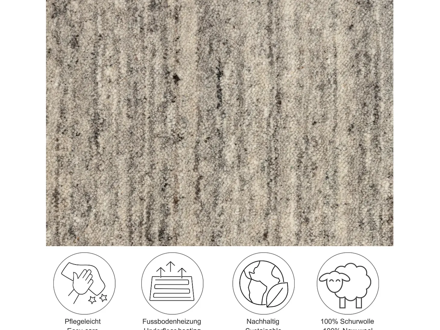 Alfombra de lana UNI tejida a mano 150x150 cm Gris Pure