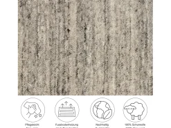 Alfombra de lana UNI tejida a mano 190x190 cm Gris Pure