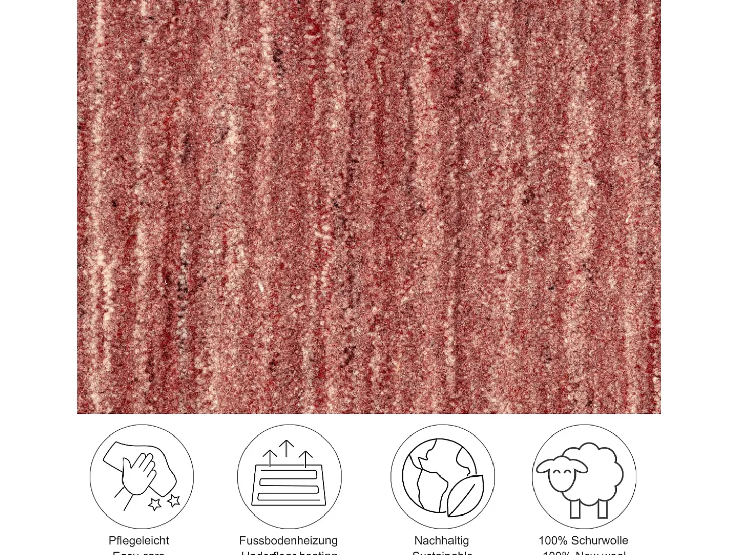 Alfombra de lana UNI tejida a mano 250x300 cm Rojo Pure