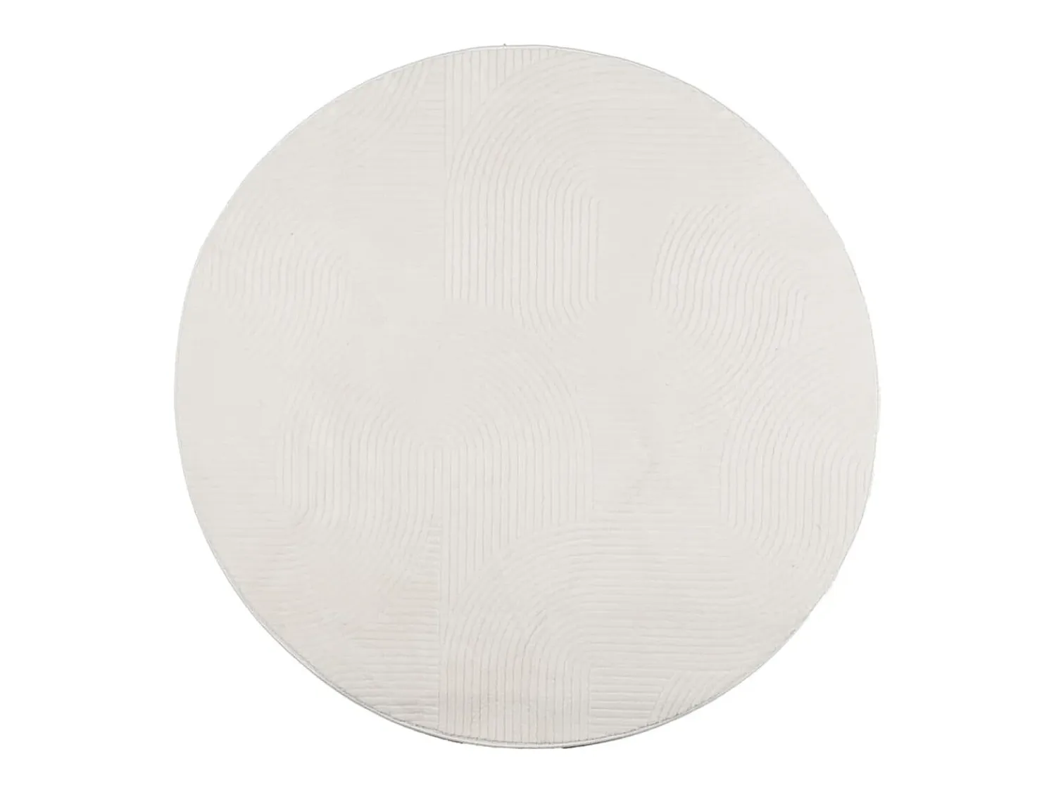 Outlet Clicnbuy Alfombra de pelo corto look escandinavo IZA Ø 200 cm Crema