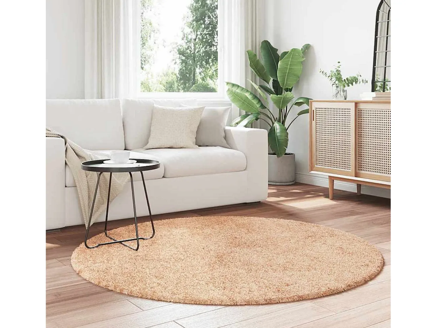 Hot Alfombra de pelo largo NAVARRA 160x160 cm poliéster Beige