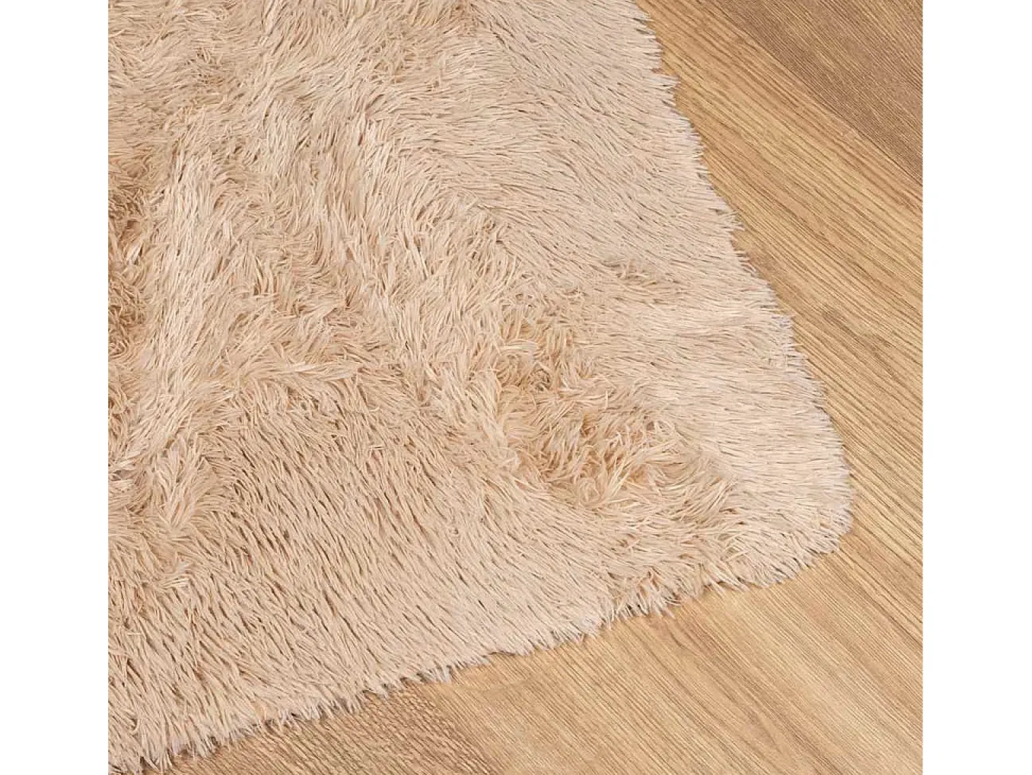 Alfombra de pelo largo beige NAVARRA 120x120 cm poliéster