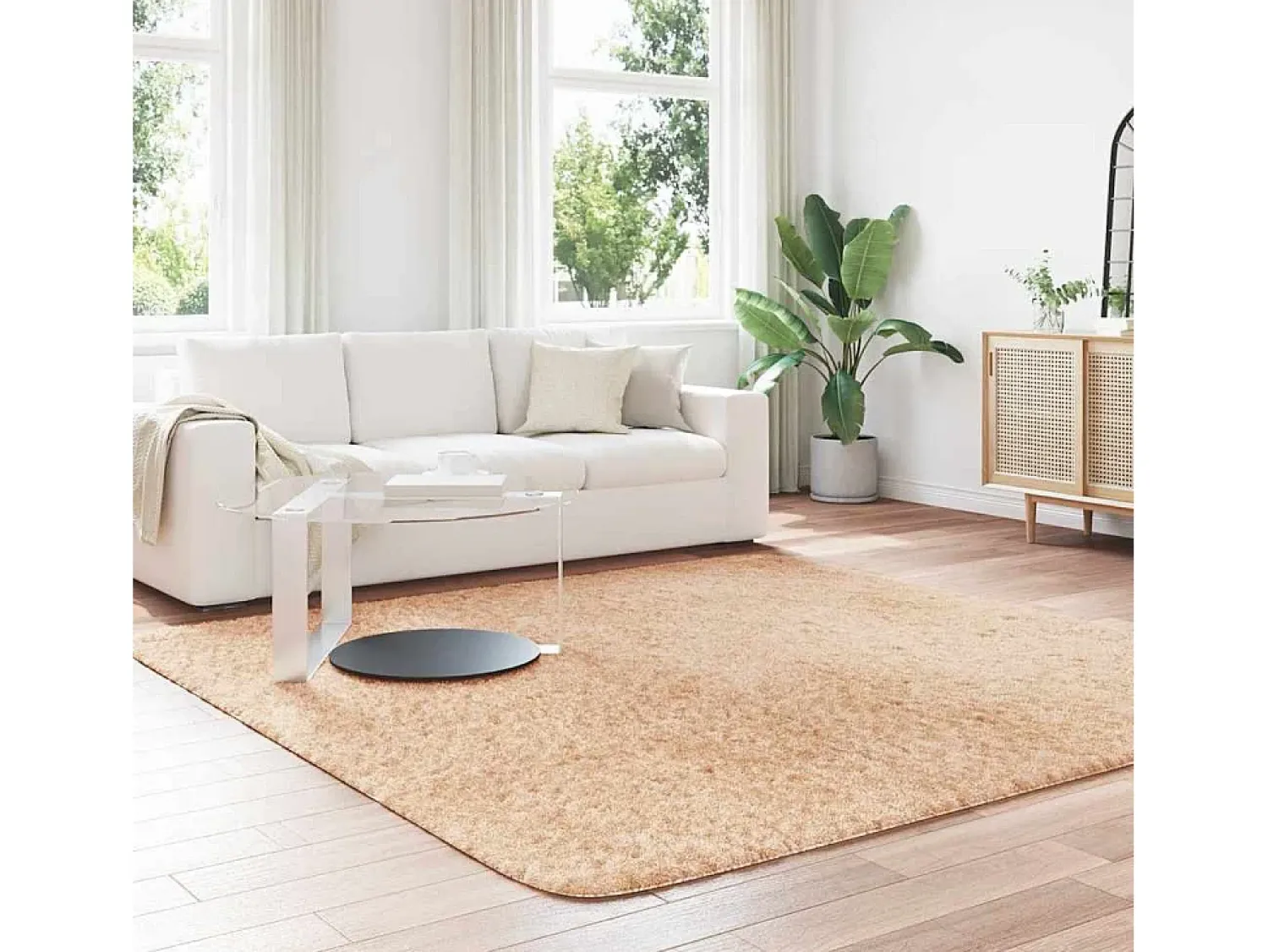 Alfombra De Cocina|Alfombra Redonda^Alfombra de pelo largo NAVARRA 240x240 cm poliéster Beige